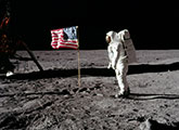 Apollo 11 Astronauts with flag on the Moon 1969