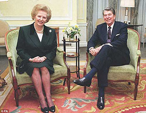 Margaret Thtcher and Ronald Reagan